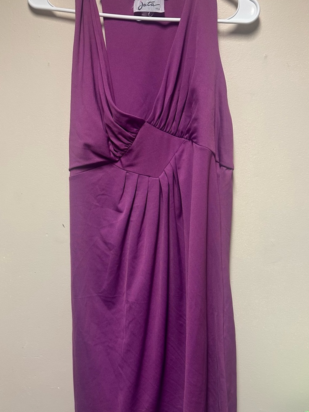 Fuchsia Sleeveless‎ Maxi Dress with Draped Bodice